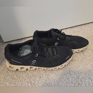 On Running Men's Black and Cream Athletic Shoes